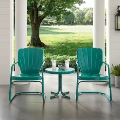 Kirklands Home Outdoor Sets|Teal Metal Ridgeland 3-pc. Chat Set Green