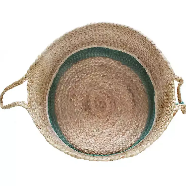 Hot Teal Off White Woven Basket with Tassel, 17 in. Baskets & Boxes