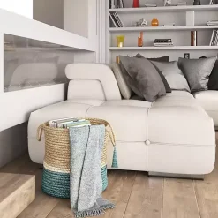 Hot Teal Off White Woven Basket with Tassel, 17 in. Baskets & Boxes