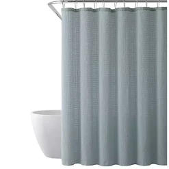 Kirklands Home Shower Curtains|Teal Waffle Cotton Blend Shower Curtain Blue