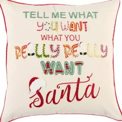 Outlet Tell Me What You Want Santa Christmas Pillow Christmas Pillows