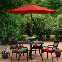 Kirklands Home Outdoor Accent Furniture|Terracotta 8 ft. Hand Crank Tilt Umbrella Red