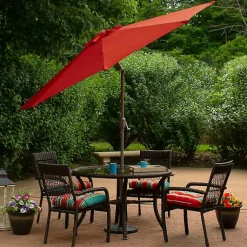Kirklands Home Outdoor Accent Furniture|Terracotta 8 ft. Hand Crank Tilt Umbrella Red