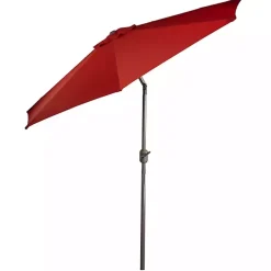 Kirklands Home Outdoor Accent Furniture|Terracotta 8 ft. Hand Crank Tilt Umbrella Red