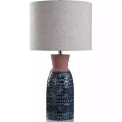 Kirklands Home Table Lamps|Terracotta and Dark Ceramic Table Lamp Blue