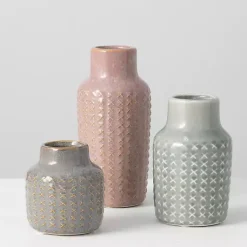 Online Textured Ceramic Vases, Set of 3 Vases