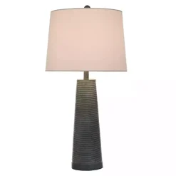 Kirklands Home Table Lamps|Textured Denim Blue Tapered Table Lamp White