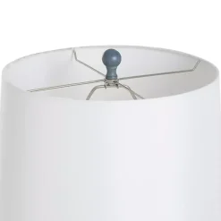 Kirklands Home Table Lamps|Textured Denim Blue Tapered Table Lamp White