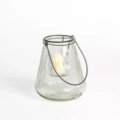 Textured Glass Lantern with Metal Insert, 8 in. Lanterns