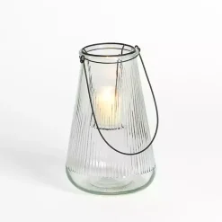 Textured Glass Lantern with Metal Insert, 10 in. Lanterns
