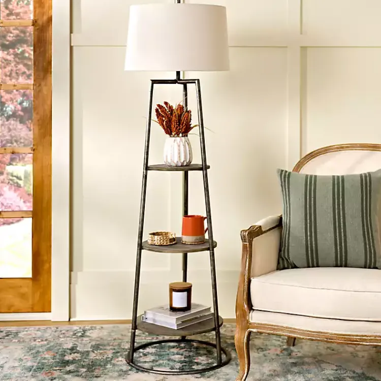 Kirklands Home Floor Lamps|3-Tier Shelf Floor Lamp White