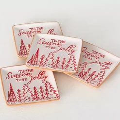 Sale Tis the Season Christmas Snack Plates, Set of 4 Christmas Dining & Entertaining