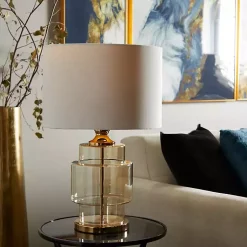 Kirklands Home Table Lamps|Translucent Orange Glass Shade Table Lamp White