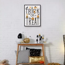 Trick or Treat Framed Canvas Wall Plaque Halloween