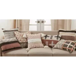New Tufted Chevron Plaid Cotton Lumbar Pillow Pillows