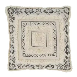 Tufted Geo Boarder Cotton Throw Pillow Pillows