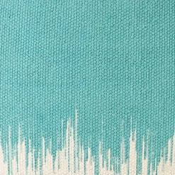 Turquoise Jagged Linear Pouf with Handle Poufs & Floor Cushions