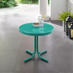 Kirklands Home Outdoor Tables|Turquoise Metal Outdoor Side Table Blue