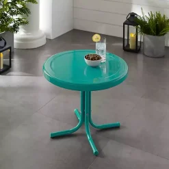 Kirklands Home Outdoor Tables|Turquoise Metal Outdoor Side Table Blue