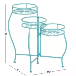 Kirklands Home Planters|Turquoise Metal Starburst 3-Tier Plant Stand Blue