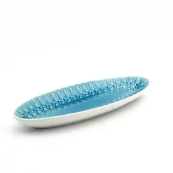Kirklands Home Serving & Entertaining|Turquoise Peacock Reactive Print Oval Platter