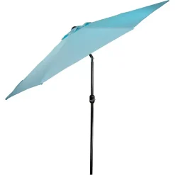 Kirklands Home Outdoor Accent Furniture|Turquoise Tilt Hand Crank Outdoor Umbrella Blue