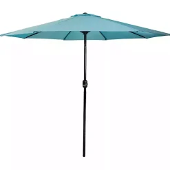 Kirklands Home Outdoor Accent Furniture|Turquoise Tilt Hand Crank Outdoor Umbrella Blue