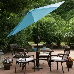 Kirklands Home Outdoor Accent Furniture|Turquoise Tilt Hand Crank Outdoor Umbrella Blue