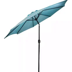 Kirklands Home Outdoor Accent Furniture|Turquoise Tilt Hand Crank Outdoor Umbrella Blue