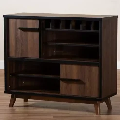 Kirklands Home Cabinets & Sideboards|Two Tone Walnut Wood Wine Storage Cabinet