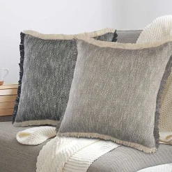 Two-Tone Gray Woven Accent Pillow Pillows