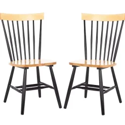 Kirklands Home Dining Chairs|Two-Tone Parker Spindle Dining Chairs, Set of 2 Black