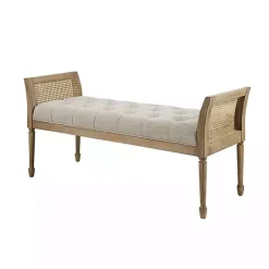 Kirklands Home Benches & Ottomans|Upholstered Cane Martha Stewart Isla Bench Tan