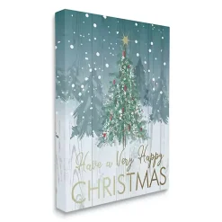 Best Very Happy Christmas Tree Canvas Wall Plaque Christmas Art & Wall Decor