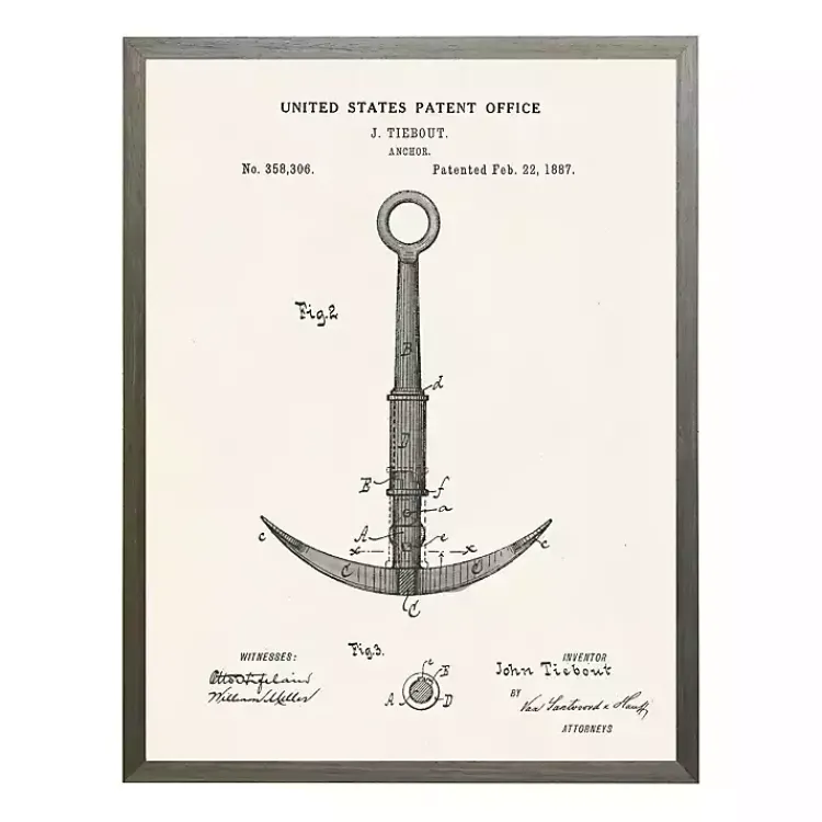 Kirklands Home Framed Art|Vintage Anchor Patent Framed Art Print