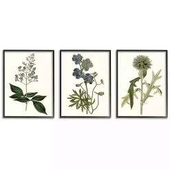 Kirklands Home Framed Art|Vintage Blue Flowers Framed Art Prints, Set of 3