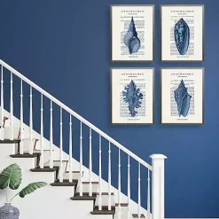 Kirklands Home Framed Art|Vintage Blue Shells Framed Art Prints, Set of 4