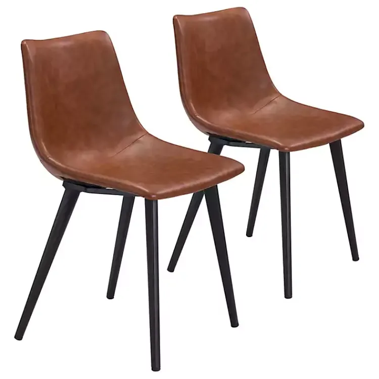 Kirklands Home Dining Chairs|Vintage Faux Leather Dining Chairs, Set of 2 Brown