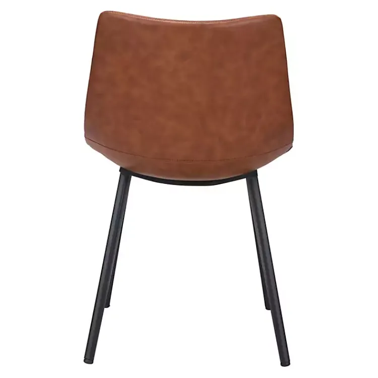 Kirklands Home Dining Chairs|Vintage Faux Leather Dining Chairs, Set of 2 Brown