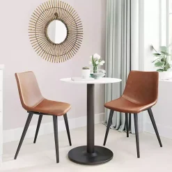 Kirklands Home Dining Chairs|Vintage Faux Leather Dining Chairs, Set of 2 Brown