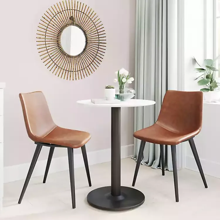 Kirklands Home Dining Chairs|Vintage Faux Leather Dining Chairs, Set of 2 Brown