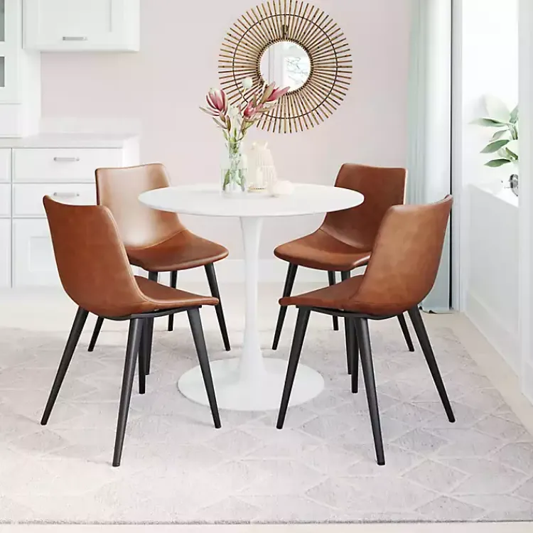 Kirklands Home Dining Chairs|Vintage Faux Leather Dining Chairs, Set of 2 Brown