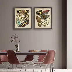 Kirklands Home Framed Art|Vintage Butterflies I Framed Art Prints, Set of 2 Multi