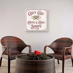 Outlet Vintage Candy Cane Christmas Canvas Wall Plaque Christmas Art & Wall Decor