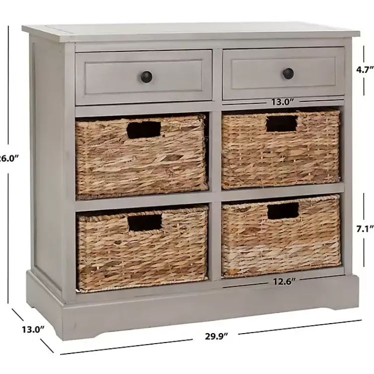 Kirklands Home Cabinets & Sideboards|Vintage Cabinet with Woven Baskets Gray