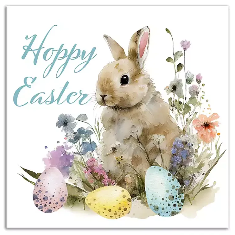 Best Vintage Hoppy Easter Floral Canvas Art Print Easter Decorations