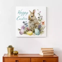 Best Vintage Hoppy Easter Floral Canvas Art Print Easter Decorations