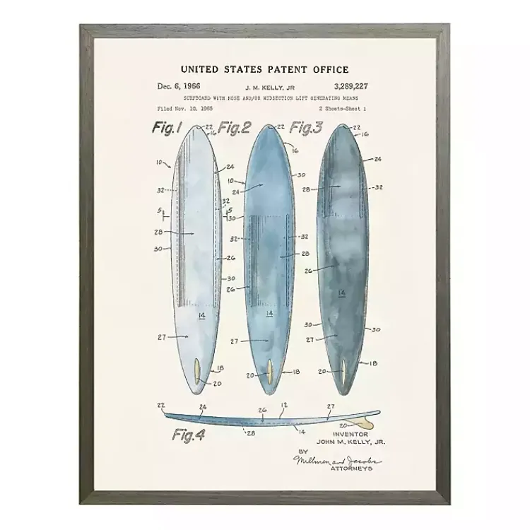 Kirklands Home Framed Art|Vintage Surfboards Patent Framed Art Print