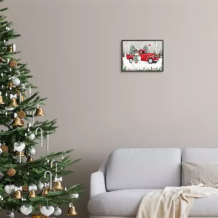 Vintage Truck Snowman Framed Art Print Christmas Art & Wall Decor