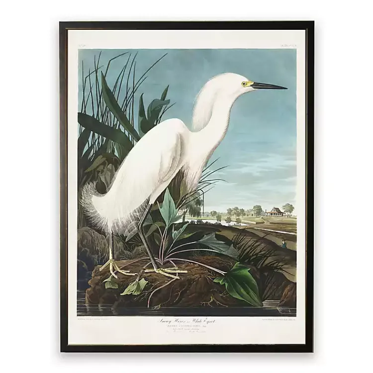Kirklands Home Framed Art|Vintage White Egret Bookplate Framed Art Print